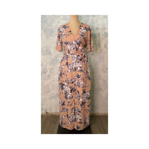Sienna Sky Mauve w Flower Print Fishtail Dress size M - Picture 1 of 5